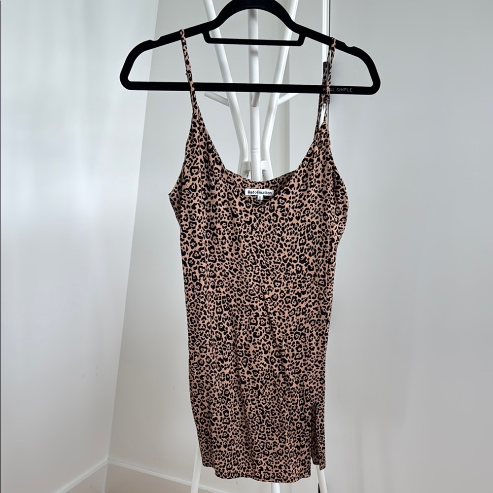 Reformation Leopard Print Slip Dress